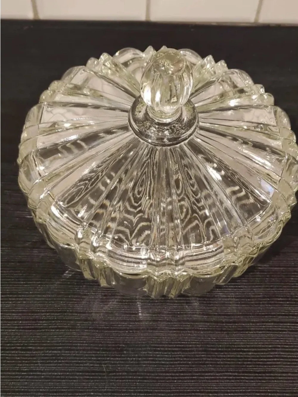 Vintage Anchor Hocking Clear Pressed Glass Covered Candy Dish with Lid